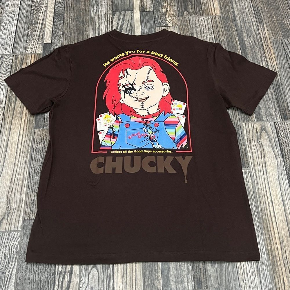 🔥🔥 “NWT”‎ CHUCKY x SHOE PALACE Horror Movie Halloween Tee Sz Lg - Dark Brown